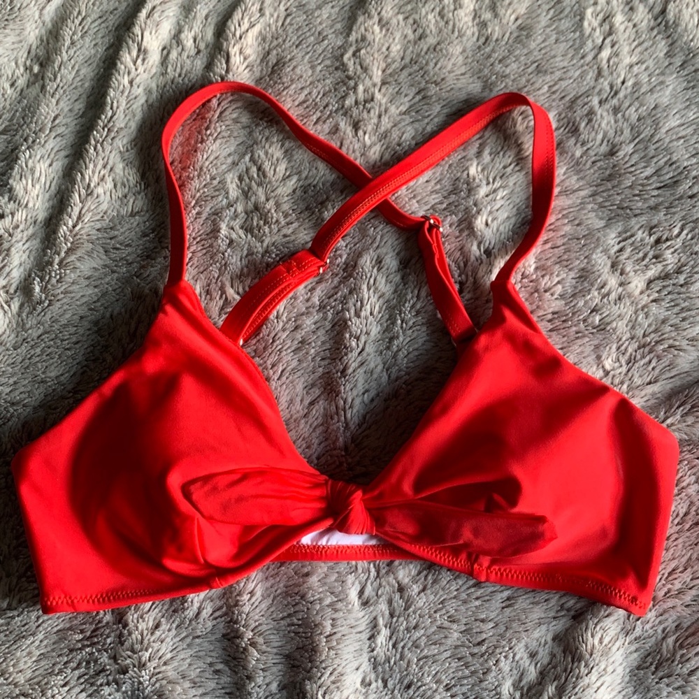Red Bikini Top Tie-Front